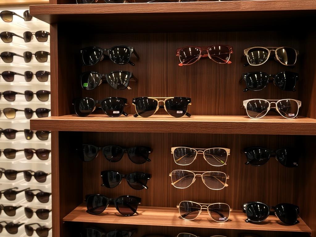 Vitrine com óculos solares da Uno Glasses
